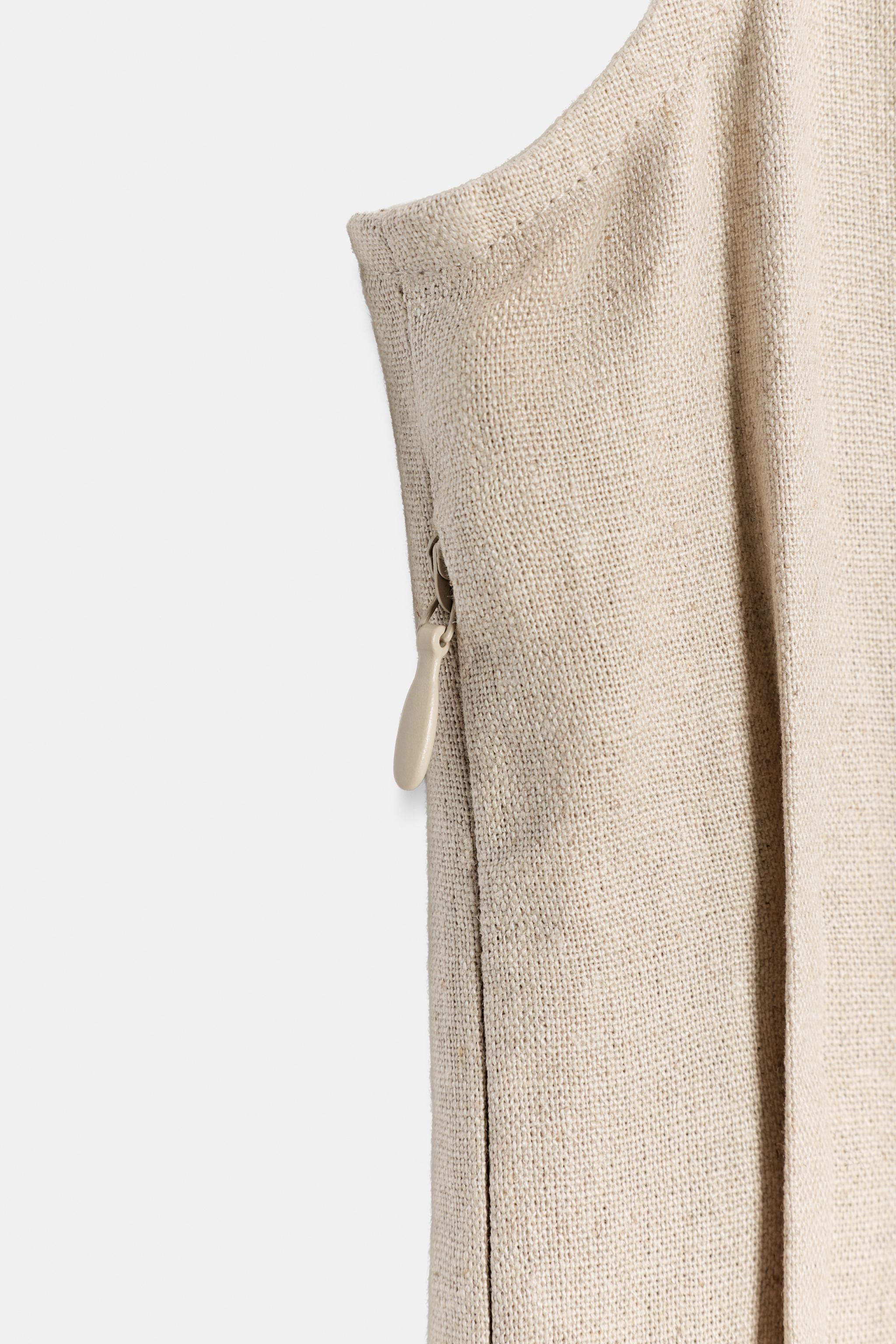 DRAWSTRING LINEN MIDI DRESS